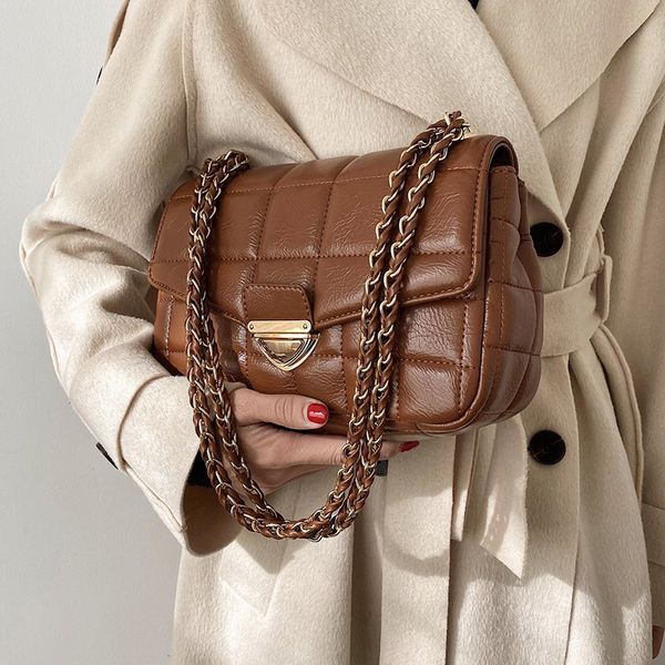 

2021 fashion ed trending pu leather womens designer handbag and purses chain lattice square shoulder crossbody bag l003