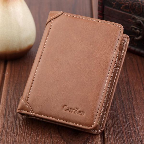 

wallets men's wallet short retro frosted solid color card holder money clip multi-card zipper coin purse factory sales, Red;black