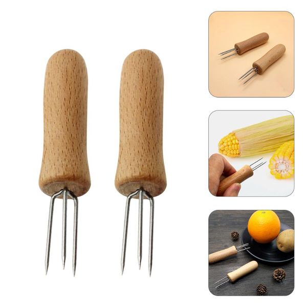 

forks 2pcs stainless steel corn exquisite fruit household