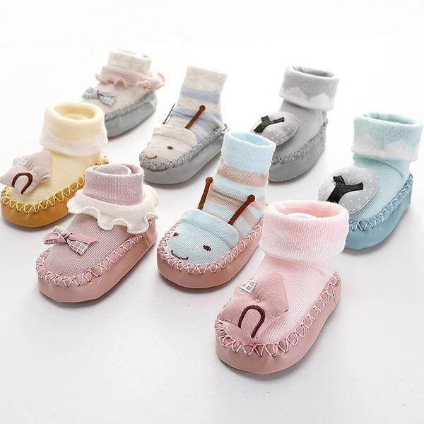 

socks winter baby boy girl chaussette infant cotton children floor anti-slip step, Pink;yellow