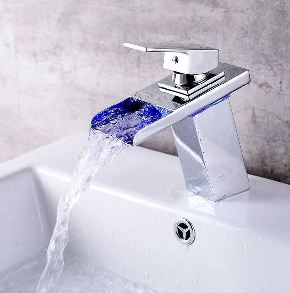 

basin faucet watefall sink taps colors change with temperature bathroom mixer brass water control washbasin faucets