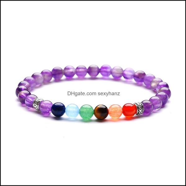 

beaded, strands bracelets 10pc/set 7 chakra healing nce 6mm beads yoga life energy charm bracelet natural stone jewelry drop delivery 2021 f, Black