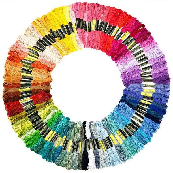 Palavras de costura ferramentas 100 skeins bordados linha aleatória cores algodão floss com 12 peças bobinas para tricô ponto cruz