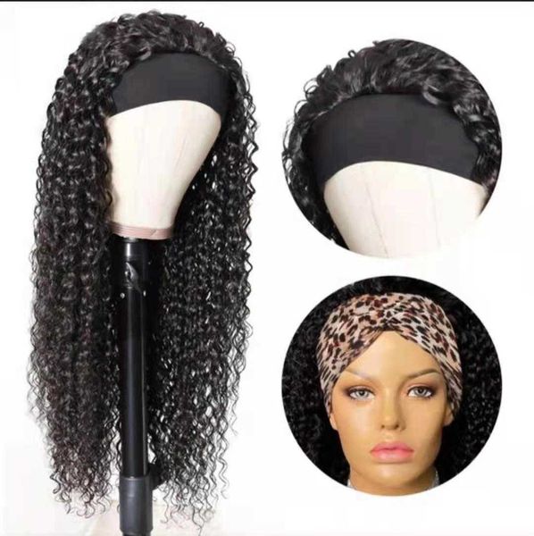 

hair band female wig multicolor medium long curly hair chemical fiber headgear, Black
