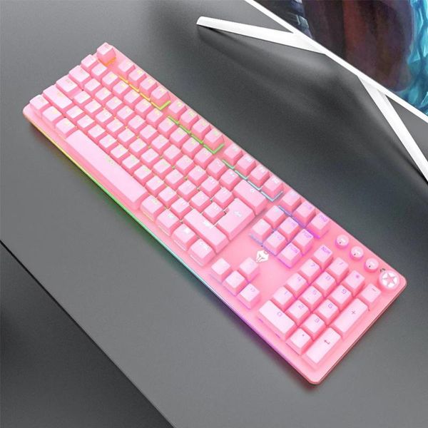 

keyboards g900 pink mechanical gaming keyboard multimedia keys rgb backlight usb wired anti-ghosting my blue switch for game lappc