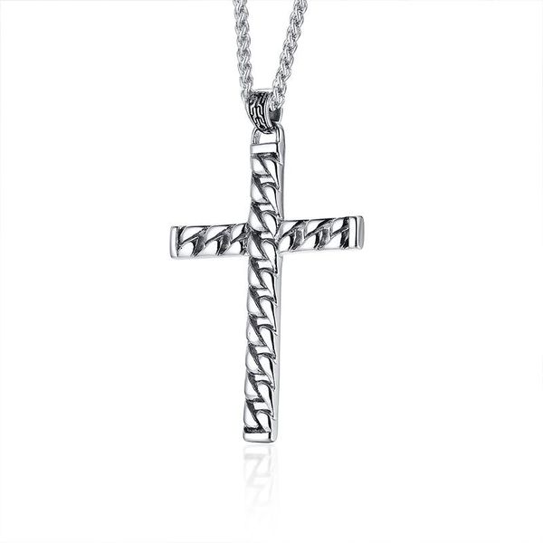 

religious design jesus stainless steel chain pierced cross pendant with high polished 60cm necklace jewelry good for banquet necklaces, Silver