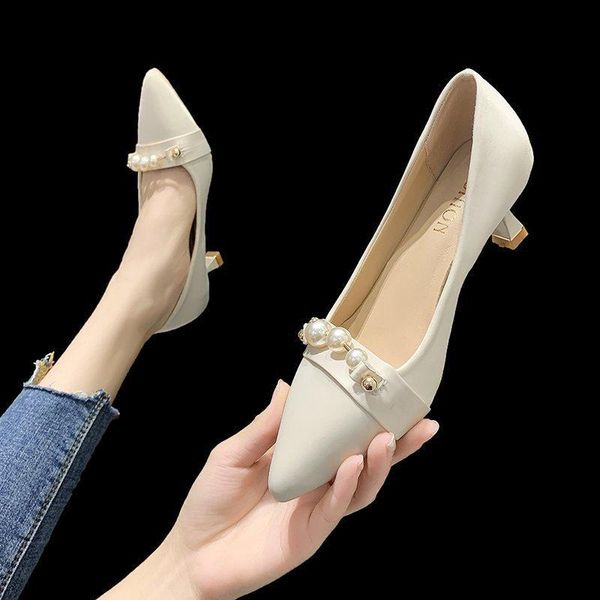 

retro women shoes beige high heels pointed pumps lace-up sandals ladies slip on 2021 12cm toe gold casual fine spring african se dress, Black