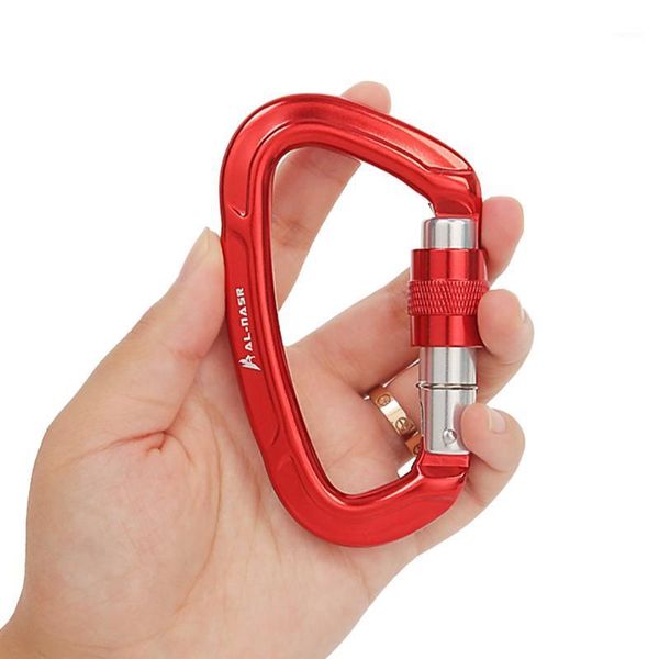 

cords, slings and webbing 25kn d-shaped carabiner lock heavy duty aluminum alloy buckle survival equipment camping goods1