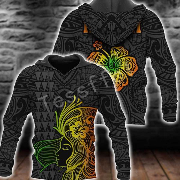 

men's hoodies & sweatshirts hawaii girl polynesian culture 3d printed fashion men hooded sweatshirt zipper casual pullover h, Black