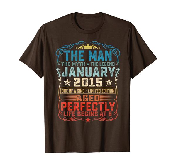 

january 2015 man myth legend shirt 5th bday 5 years old t-shirt, White;black