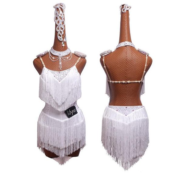 

women profession competition latin dance dresses for white club party dancer singer entertainer fringe tassel lady stage wear, Black;red