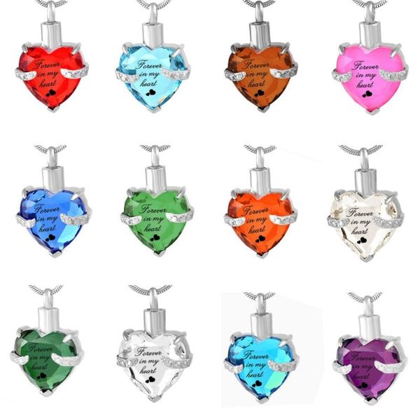 

pendant necklaces fashion crystal cremation jewelry hold always mind forever in my heart keepsake urn necklace for ashes, Silver