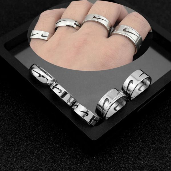

wind stainless steel matching trend hollow hook ring for couples, Black