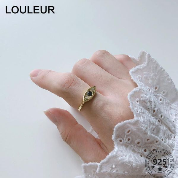 

cluster rings louleur simple 925 sterling silver ring golden black eye demon for women luxury 2021 trend jewelry design, Golden;silver