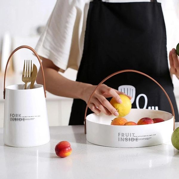 

storage bottles & jars ceramic drainer rack chopsticks tube spoon fork cutlery holder with leather handle kitchen utensils organizer contain