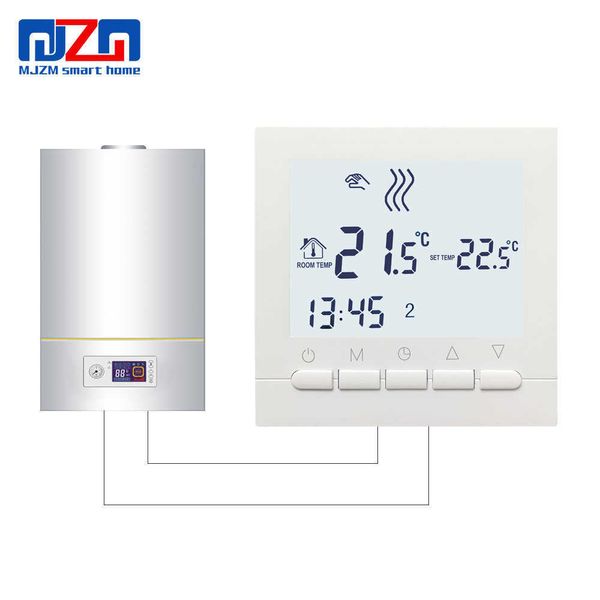 MJZM BGL02-5 Termostato LCD per caldaia a gas Termoregolatore per riscaldamento Programma alimentato a batteria Termostato sospeso per caldaia Kombi 210719