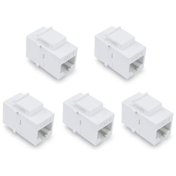

-ethernet cat6 keystone coupler, utp rj45 network cable female to insert inline coupler jack - white 5 pack computer cables & connectors