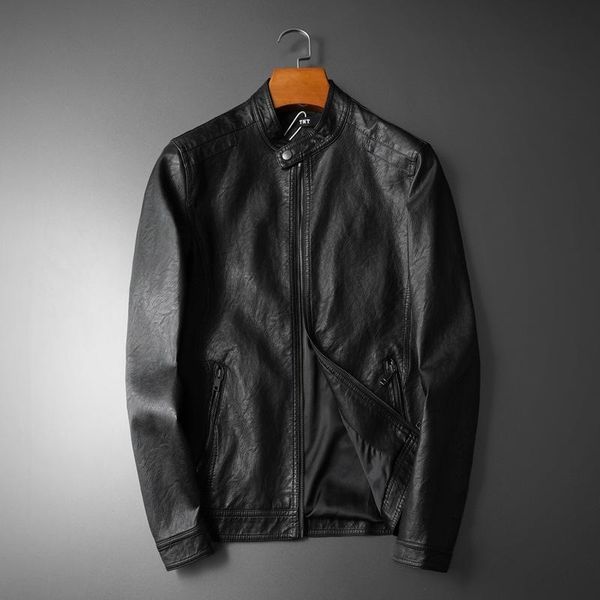 

men's fur & faux jackets autumn winter motorcycle pu jacket men leather clothes male plus size coats, Black