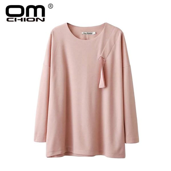 

women's sweaters omchion blusas mujer de moda 2021 summer bow solid loose blouses long sleeve o neck shirts casual korean la91, White;black