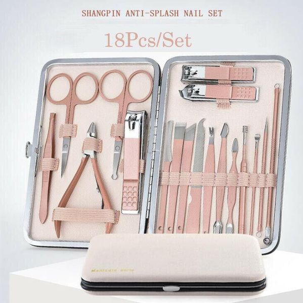 

nail art kits 18pcs professional manicure grooming tool ear pick clippers set stainless steel pedicure tools