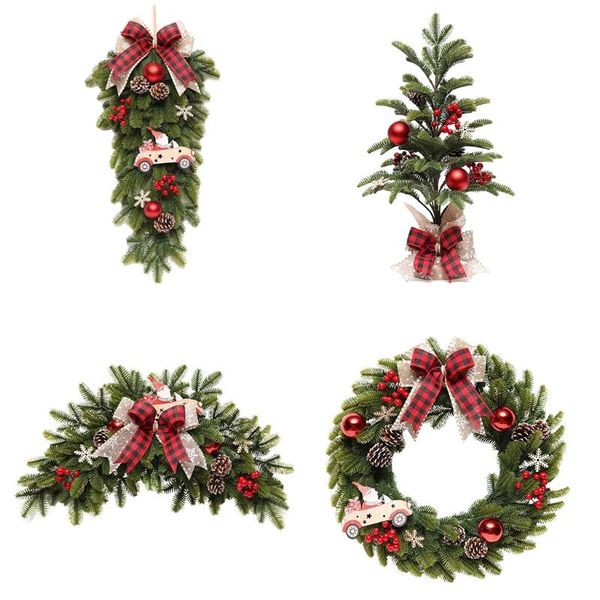 

decorative flowers & wreaths christmas garland red pine berry xmas tree wreath for holiday party garden farmhouse deskdecoration year gi