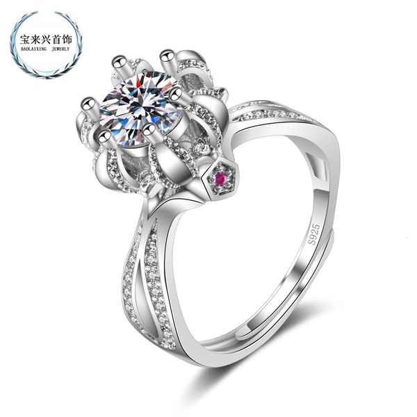 

ring live broadcast of mo sangshi lucky flower fashion design girl, Silver