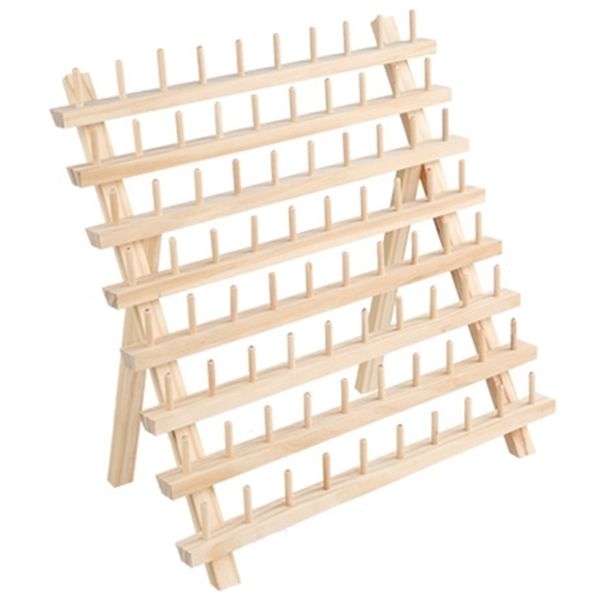 Suporte de linha de madeira dobrável 30/80/120 carretéis costurando bordado rack Organizador de parede pendurado cones stand shelf bordado 211112