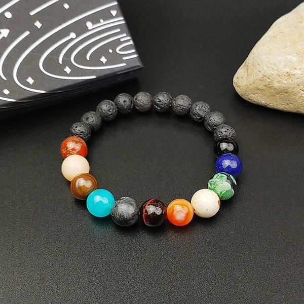 

beaded, strands niuyitid lava stone eight planets chakra solar system natural bead bracelet for women men drop, Black
