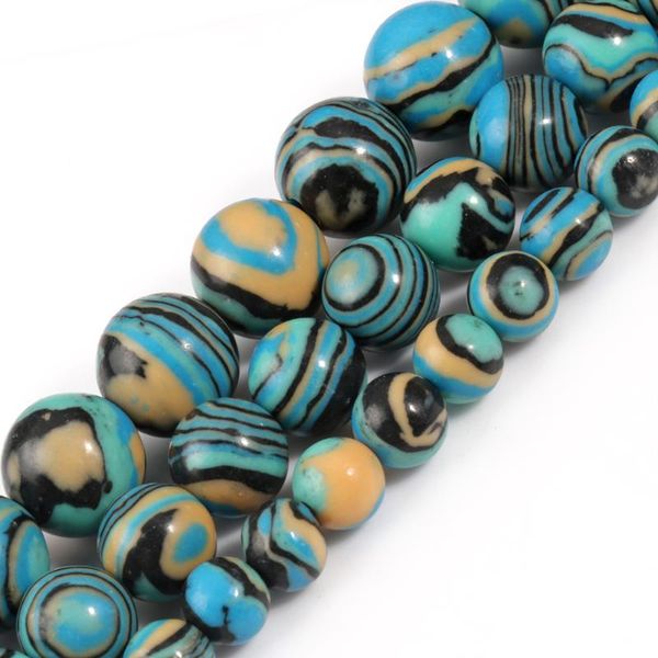 

other 6/8/10mm lake blue malachite beads for bracelet natural stones loose round jewelry making diy accessories 15'' starnd
