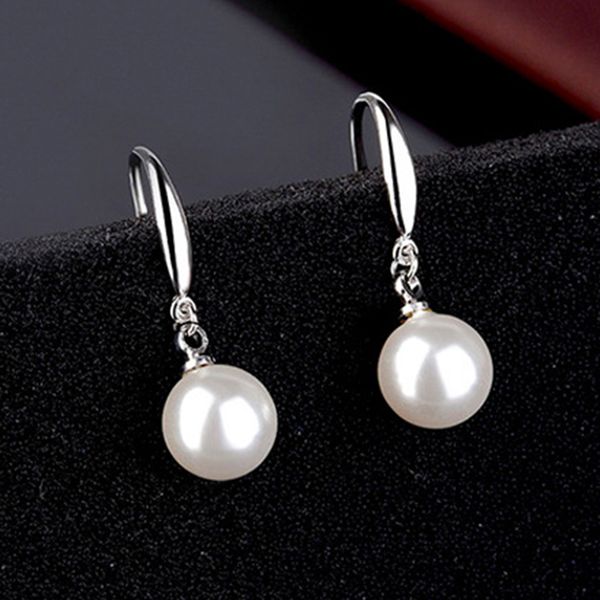 

original 925 sterling silver stud pearl earrings for women oorbellen brincos pendientes, Golden;silver