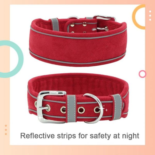 

pet fashion collars dogs walking leather for accessories wear-resistant reflective collar with d-rings dog & leashes