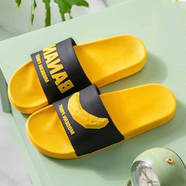 

3d fruit pattern home women slippers cartoon banana summer indoor flats bathroom slides non slip male couple shoes qq482 210625, Black