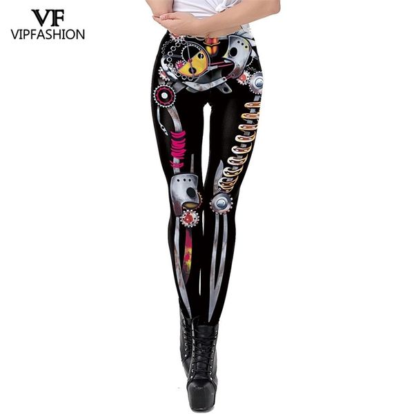 

vip fashion 3d steampunk skeleton leggins adventure halloween party printed women leggings 211218, Black
