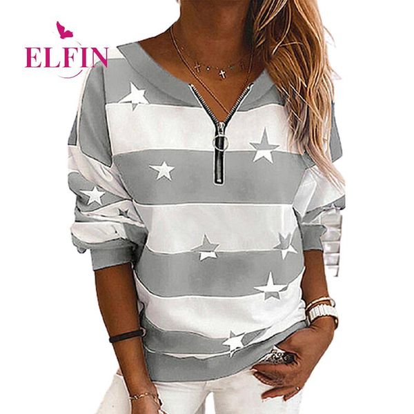 

women's hoodies & sweatshirts casual loose printed stars striped zipper women autumn long sleeve sweatshirt ladies streetwear pullover, Black