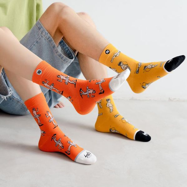

men's socks rzhbro 3 pairs/set lovers cotton with print funny women comfortable breathable winter warm eu size 37-44, Black