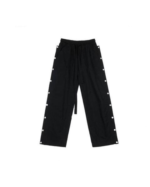 

men's pants instagrammable breasted for men and women, all-match straight trousers, loose casual, wide-leg mopping daddy, Black