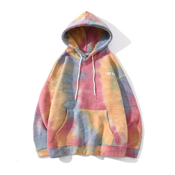 

trendy hooded velvet sweater autumn hip hop loose couple tie dye camouflage coat and women's ins, Black
