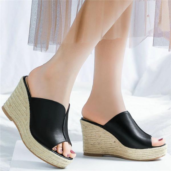 

fashion sneakers women slip on genuine leather high heel gladiator sandals female platform wedges pumps shoes punk oxfords, Black