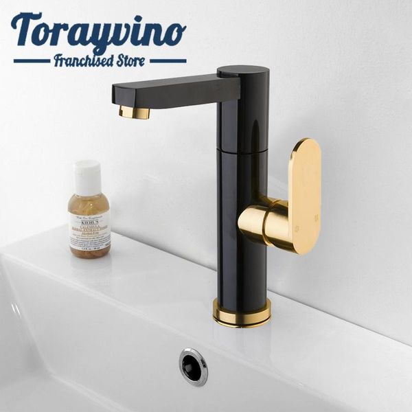 

bathroom sink faucets torayvino faucet brass golden & black torneiras space aluminium metal materials single handle deck mounted mixer taps