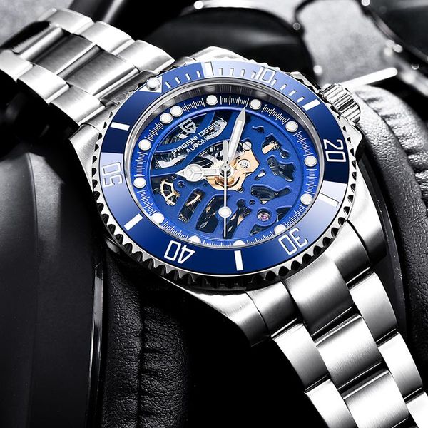 

wristwatches pagani design 2021fashion luminous hands men watch military automatic mechanical wrist relogio masculino, Slivery;brown