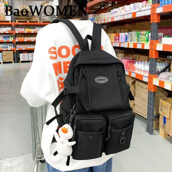 

backpack baowomen large capacity multiple pocket waterproof nylon women black white green lapcollege schoolbag