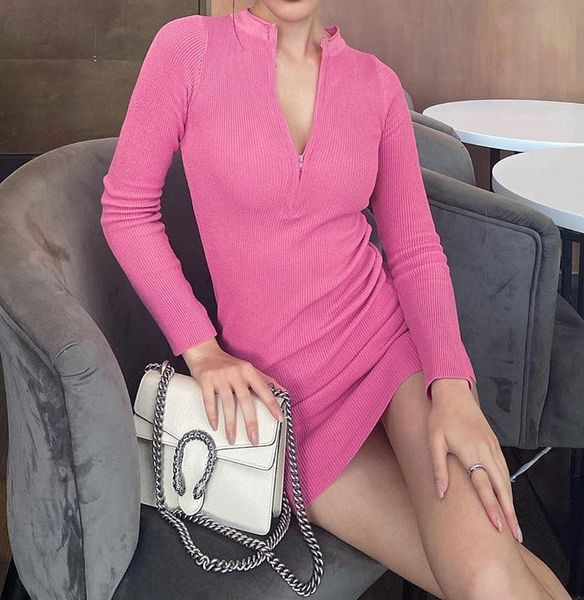 

casual dresses women long sleeve round neck zipper dress fashion solid color for ladies, Black;gray