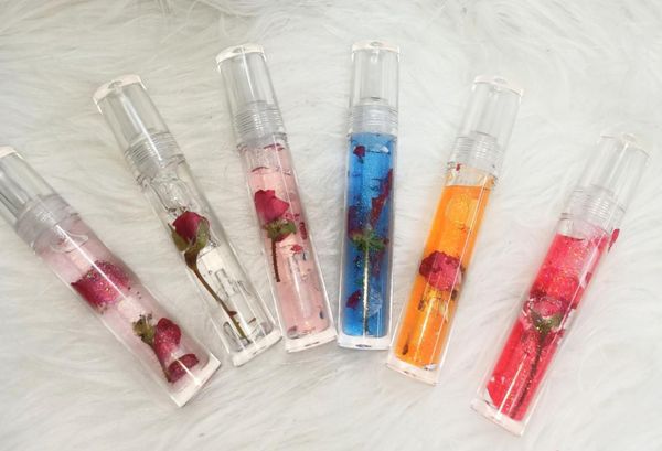 

wholesale natural lip gloss with unique container flowers1