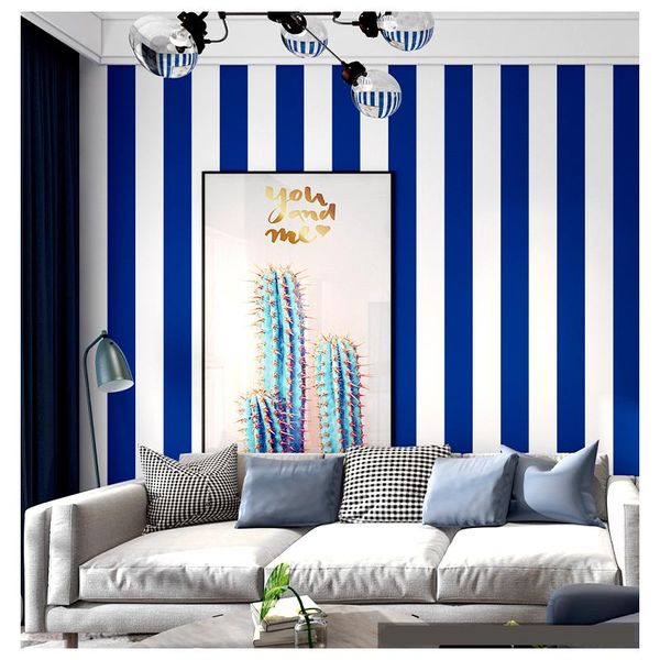 

vertical striped wallpapers pvc living room tv background modern blue white stripe wallpaper roll kids bedroom decoration j207