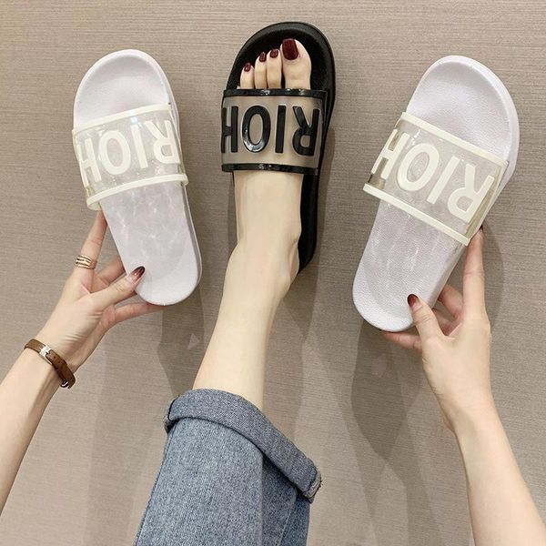 

slippers slipper female summer indoor bath trawl red fashion wears transparent cool sandals women flip flops, Black
