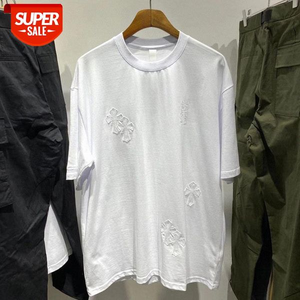 

order ch cross classic sanskrit letters printing laser patch men's short sleeve t-shirt #xd9i, White;black