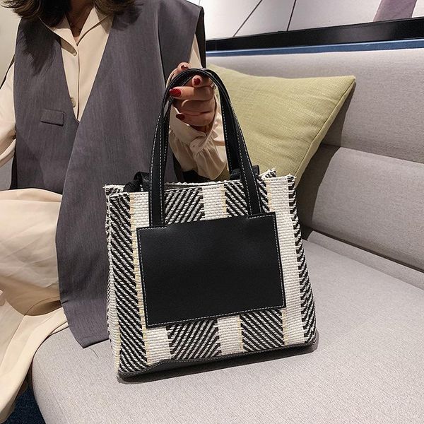 

evening bags straw woven shoulder for women handbags canvas tote large luxury branding female clutch stripe shopper bolsa feminina