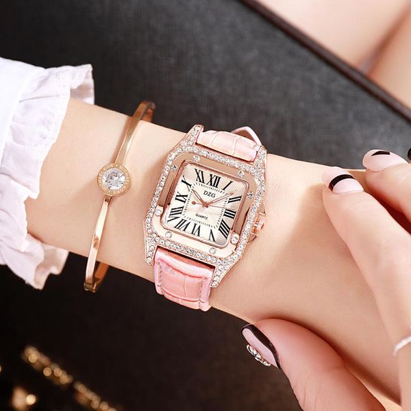

multi color watchband watches female students watch korean version of the square women's rhinestone leisure wristwatch wristwatches, Slivery;brown