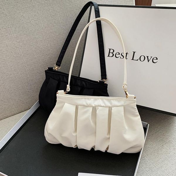 

evening bags 2021 fashion underarm bag casual women shoulder handbag pu leather clouds folds tote wallet zipper crossbody chest