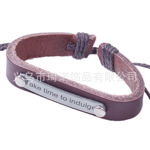 

english character leather bracelet, Golden;silver